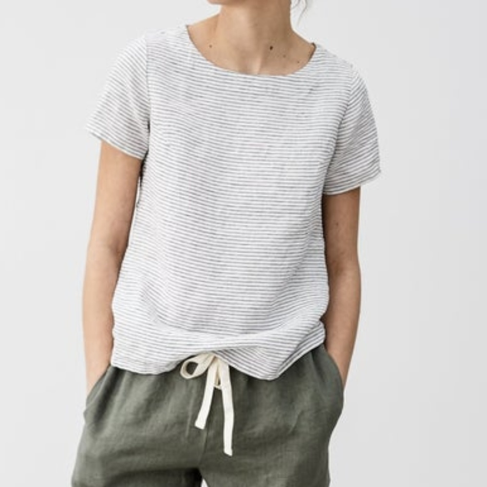 Not Perfect Linen "Hamburg" White Tee, S/M